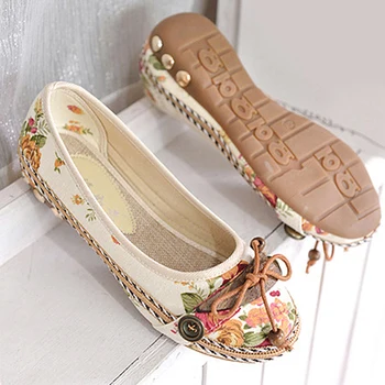 Vintage Kvetinový Ženy Bytov Moccasins Pošmyknúť Na Čipky Mokasíny Topánky Pohodlné Topánky Dámy Ploché Topánky Zapatos Mujer 2019