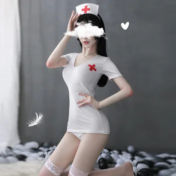 Sexy spodná bielizeň, biele, role play dospelých lekár sexy ženská sestra profesionálne vyhovovali jednotné pokušenie 7986