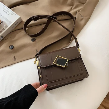 NOVÉ Módne nit malé námestie taška dámy ramenní taška 2021 zimné messenger taška farbou PU kabelka luxusná kabelka dizajnér