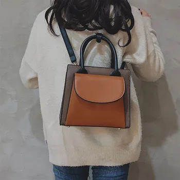 Kórejský jednoduché 2019 kabelka nový hit farba malé námestie taška módu bežné taška cez rameno kožené Populárne Osobnosti Messenger taška