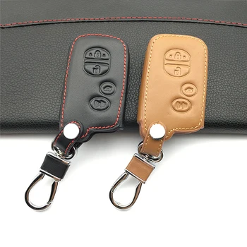 Kožené kľúča vozidla prípade Toyota Camry kožené auto diaľkové ovládanie auta prívesok na krytie 4 tlačidlo smart key prachu zberateľ Kľúč