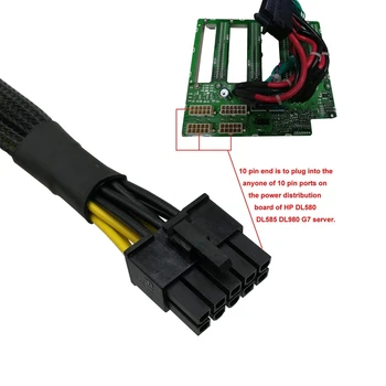 10 Pin Na Dual Pci-E, 8 Pin(6+2) Napájací Adaptér Kábel pre Hp Dl580 Dl585 Dl980 G7 Server 23.5-V(60 cm)