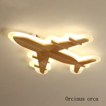 Nordic moderný minimalistický drevené lietadla stropné svietidlo chlapec, spálne, detskej izby čítanie tvorivé cartoon LED stropné svietidlo