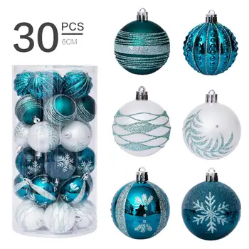 30Pcs 6typ Transparentné Plastové Guľôčkové Farba Ozdoby Vianočné Gule 2021 Vianočné Dekorácie Pre Domov Vianočný Stromček Prívesok