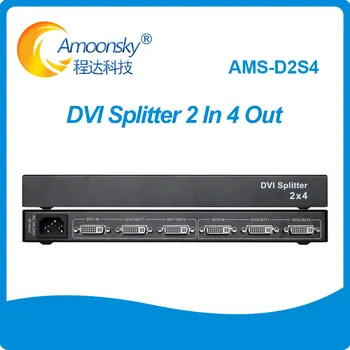 HD, DVI Splitter 2x4 Zobrazenie Videa DVI Distribútor 2 v 4-out DVI video Splitter 2 až 4 podpora 1 920 x 1 200 až HD 1080P D2S4