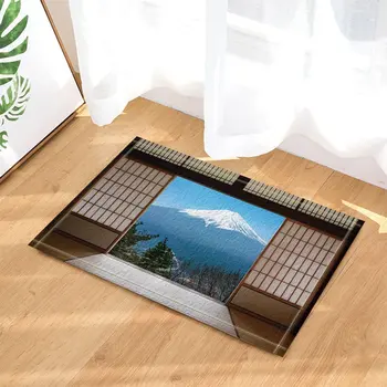 Japonsko Dekor Drevené Dvere Zobraziť Mount Fuji Vaňa Koberce pre Kúpeľňa protišmyková Podlaha Entryways Vonkajšie Vnútorné Dvere Mat