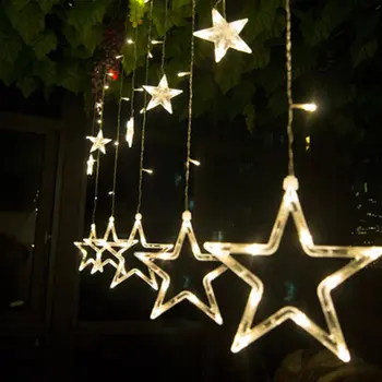 Vianočné Rozprávky Svetlá Vlkovcový Led Reťazec Svetlá Star Garland na Okno Opony Krytý Strom Dekorácie Halloween Svadba Svetlo