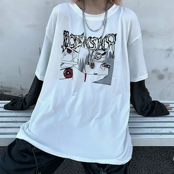 Falošné dva kusy femme t-shirts Harajuku dlhým rukávom tees košele Tlač ženy 2020 letné voľné módne nový pulóver oblečenie