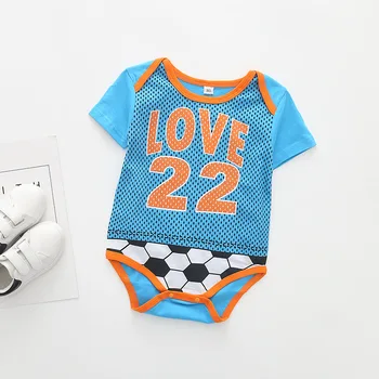 Baby Boy Šport Remienky Číslo 22 Prehrávač Bavlna Jumpsuit Novorodenca Krátky Rukáv Európe Amerických Populárnych Batoľa Futbal Oblečenie