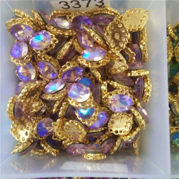 10pcs/taška Kolo/Waterdrop Crystal na Nechty, Kamienky Na Nechty Art Decor Gold Base Flatback Kamienkami Gem Charms Nechtov Šperky 3361-80