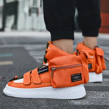 Vrecko Zdobia Orange Obuv Muži Bežné Pohodlie Pevné pánske Zimné Tenisky Street Style Hip Hop topánky