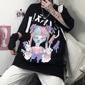 Cool Zábavné Letné Dámske pop T Košele Black Harajuku Tričko Streetwear Cartoon Dámy Voľné Dievča Japonsko Topy Bežné Amín Tričko