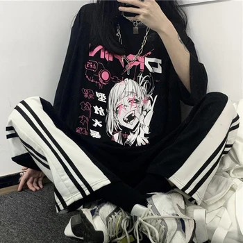 Cool Zábavné Letné Dámske pop T Košele Black Harajuku Tričko Streetwear Cartoon Dámy Voľné Dievča Japonsko Topy Bežné Amín Tričko