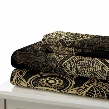 HELENGILI 3D posteľná bielizeň Nastaviť Zlaté Slon Tlač Perinu nastaviť realisticky obliečky s obliečka na vankúš posteľ nastaviť bytového Textilu #TJ-5