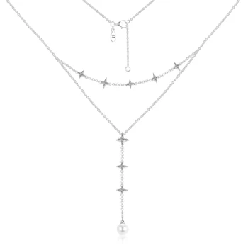 CKK 925 Sterling-Striebro-Šperky, ktorí Chcú Pripraviť Star Pearl Náhrdelníky Hodí Strand Hviezd Prívesok Náhrdelník Shinning Strany