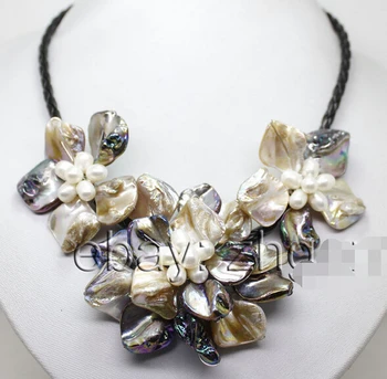 Hot& biela farba plášťa mp white pearl 3 kvety prívesok náhrdelník handwork Kameň 18