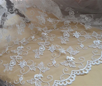 1 yard krásne slonoviny svadobné kvetinová čipka textílie oka vyšívané čipky textílie pre birdal svadobné textílie, čipky dodávky
