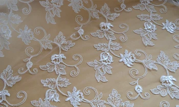 1 yard krásne slonoviny svadobné kvetinová čipka textílie oka vyšívané čipky textílie pre birdal svadobné textílie, čipky dodávky