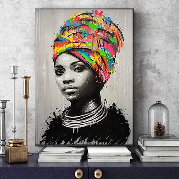 Africkej Ženy Nahé Plátne, Obrazy Na Stenu, Umenie Plagáty A Vytlačí Čierny Dievča Graffiti Art Obrázky Domáce Dekorácie