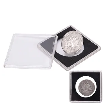 1PC Kvalitu Box Mince Držiak Kapsúl Kontajner Mince Transparentné Gaine Nové Mince Námestie Úložný Box Zobrazenie Plast