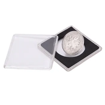 1PC Kvalitu Box Mince Držiak Kapsúl Kontajner Mince Transparentné Gaine Nové Mince Námestie Úložný Box Zobrazenie Plast
