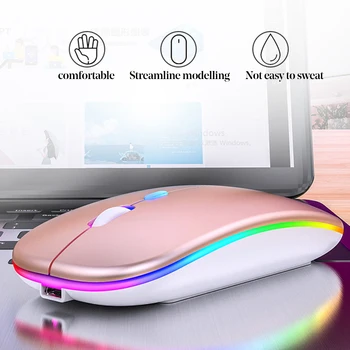 2.4 G Tichý Wireless Mouse RGB LED Podsvietený 1600DPI Hernej Myši Pre Macbook Pre Xiao Ergonomické Počítač PC Gamer Stlmiť Myš