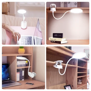 Prenosné LED Stolná Lampa Dotyk Zapnúť/Vypnúť Ochranu Očí Klip Tabuľka Svetla, 3 Režimy Stmievateľné USB Nabíjateľné Stôl Svetlá