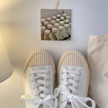 Mlieko, čaj farba biscuit plátno topánky študentky 2020 lete nové kórejská verzia wild Hong Kong štýl biele topánky