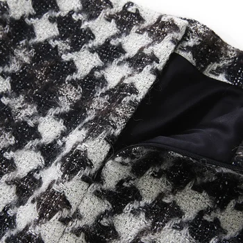 ženy Houndstooth koberčeky tweed sukne vysokej qiality vlna bodycon mini sukne 2020 jar, jeseň, zima y563