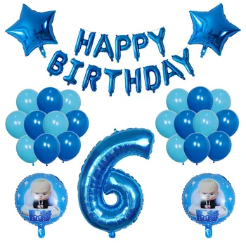 26Pcs Šéf Dieťa Fóliové Balóniky Nastaviť Happy Birthday Balón Dekorácie Chlapci Baby Sprcha 32inch Čísla Balón
