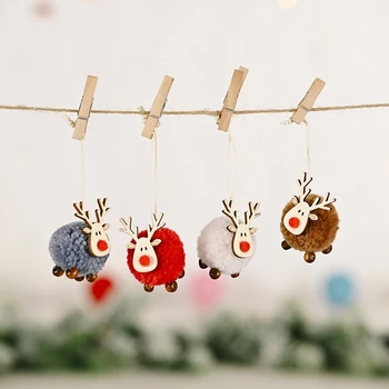 4 PACK Roztomilý Cítil Drevené Elk Vianočný Stromček, Dekorácie, Závesné Prívesok Jeleň Plavidlá, Ozdoby na Vianočný Dekor Nový Rok 2021