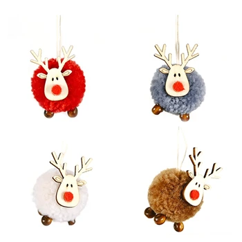 4 PACK Roztomilý Cítil Drevené Elk Vianočný Stromček, Dekorácie, Závesné Prívesok Jeleň Plavidlá, Ozdoby na Vianočný Dekor Nový Rok 2021