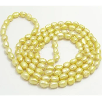 Nádherné Perly Šperky,48inches Dlho AA 8X10MM umelo Pestované Perly Náhrdelník.
