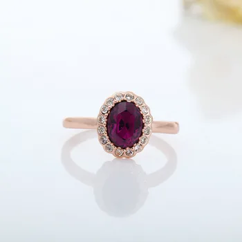 Oválne Fialová Červená Crystal prízvuk Rose Gold Color Svadobné Zásnubné Prstene Pre Ženy Prst Šperky Bague Femme anel anillos aneis