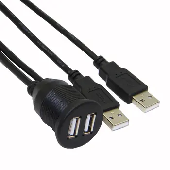 Bochara Dual USB 2.0 Samec na USB 2.0 Samica Predlžovací Kábel S Flush Mount Panel Pre Auto, Nákladiak, Čln Motocykel