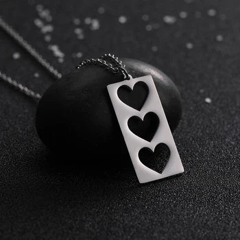 Unift Nehrdzavejúcej Ocele Srdce Náhrdelník Prívesok Pre Ženy Obdĺžnikový Duté Geometrický Vzor Módne Šperky Valentína Darček