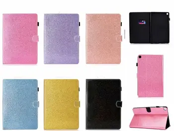 Lesk Bling PU Koža Kože pre Samsung Galaxy Tab Prípade T510 T515 10.1 Palcový 2019 Flip Tablet Shell Stojan, Kryt Coque+pero