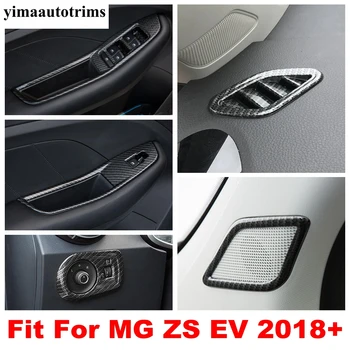 Carbon Fiber Vzhľad Auta ABS Príslušenstvo Pilier Reproduktor / Okno, Výťah Tlačidlo / Vzduch AC Otvor Kryt Výbava Pre MG ZS EV 2018 - 2021