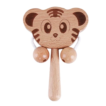 Bukové Drevo Medveď Strane Počiatočných Drevené Krúžok Môžu Žuť Korálky Detské Hrkálky Hrať Telocvični Montessori Kočík Hračky