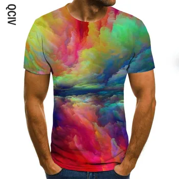 Letné nové 3D tlač pánske T-shirt bežné krátke rukávy O-výstrihom pánske T-shirt fashion splash atramentová tlač 3D T-shirt top
