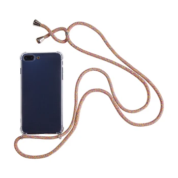 Transparentné Mäkké TPU Prípade mobilného Telefónu S ozdobná šnúrka na uniforme Náhrdelník Ramenný Krk Lano Kábel pre iphone 11 pro xs max 6 7 8 Xr plus