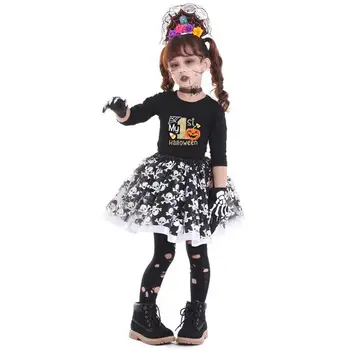 Pettiskirt Dievčatá Kostra Ghost Bábika Cosplay Deti Deti Halloween walking dead Kostýmy Karneval Purim Úlohu hrať party šaty