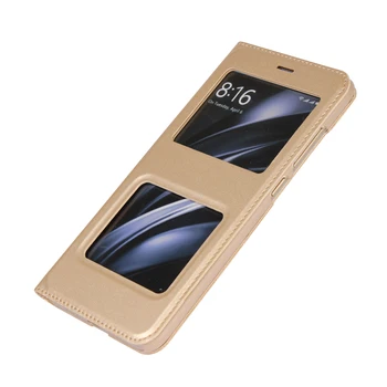 Ultra-tenké business ochranný kryt závesu telefón prípade okna-typ flip prípade pu kožené puzdro pre Xiao Mi6 M6