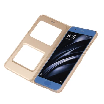 Ultra-tenké business ochranný kryt závesu telefón prípade okna-typ flip prípade pu kožené puzdro pre Xiao Mi6 M6