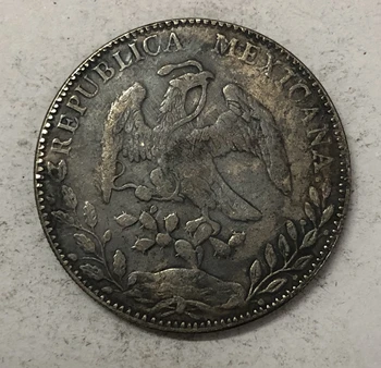 1883 (Mo AM) Mexiko 8 Reales Strieborné Pozlátené Kópiu Mince