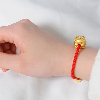 Zlaté prasa červené lano náramok S999 mincový striebro prenos ruke lano Zverokruhu ošípaných pearl nastaviteľné darom lásky náramok pre ženy muži