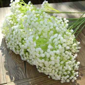 1PCS Biely Umelý Kvet Interspersion Gypsophila Kvetinové Dekorácie Pre Domov Svadobné Ponuky Zelená Stick Simulácia Kvety