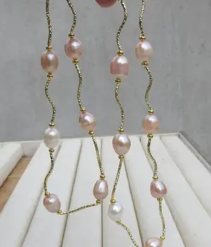 9-11 mm prírodné south sea multicolor perlový náhrdelník 25inch 925silver biele zlato spona