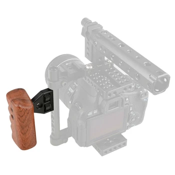 DSLR Fotoaparát Ľavej Drevená Rukoväť Mount Support pre DV Video Klietky Plošinu Medzery 18 mm