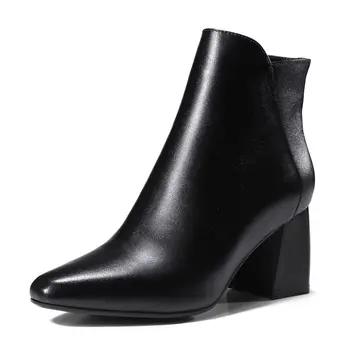 Smeeroon 2020 móda jeseň topánky ženy kolo prst vysoké podpätky, členkové topánky na zips vysokej kvality top originálne kožené topánky